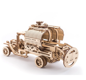 Ugears Tanker Mechanical Model Kit - DIY 3D Wooden Puzzles for Adults Truck with Working Engine - Moving 3D Puzzle Building Kits with Can Holder - Adult Puzzle Gift for Fathers Day - 594 Pcs
